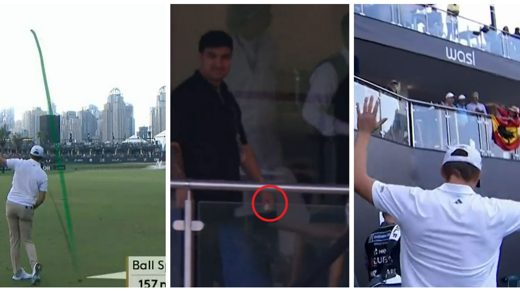 WATCH: Fan tries to pinch golf ball after pro hits wild shot into grandstand!